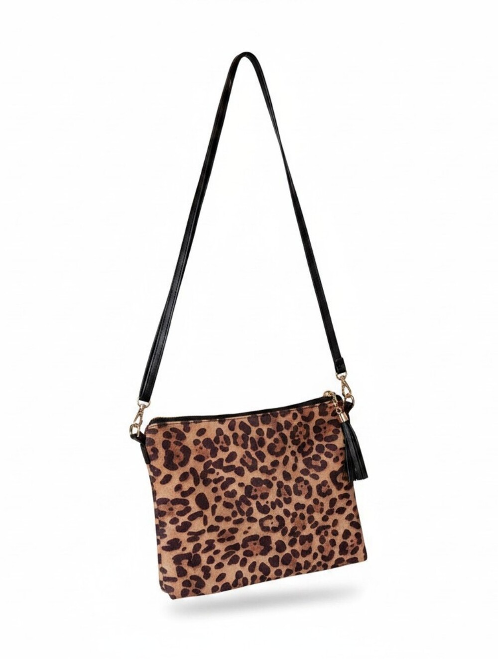 Leopard Print Zip-Top Women's Crossbody Bag Brown/Tan